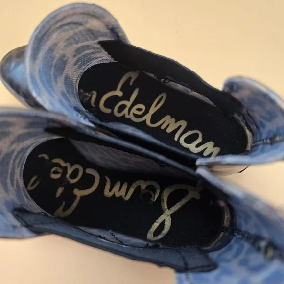 Sam Edelman Tinsley Leopard Print Rain Boots Black Grey Womens 8M Chelsea Boot - Picture 13 of 16